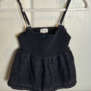 La Hearts Navy Blue Eyelet Tank Top Sz XS Preloved